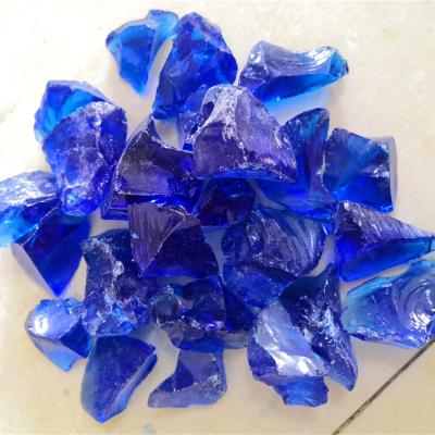 China High quality dark blue decoration wall and garden crushed glass for decoration wall and garden for sale