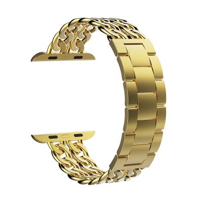 China 2021 High Quality Luxury Spiral Gold Watchband Rose Gold Stainless Steel Watchband Silver Black Band Rose Gold Stainless Steel Watchbands For Apple Watch for sale