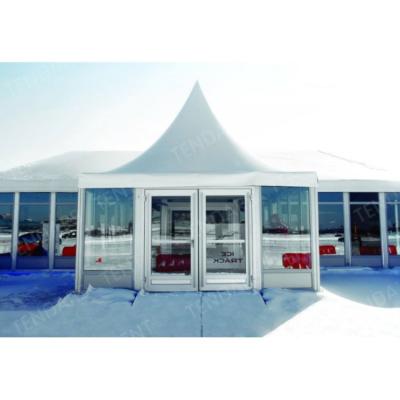 China Outdoor event waterproof white PVC tarpaulin glass hard wall pagoda tent pinnacle marquee for outdoor event for sale