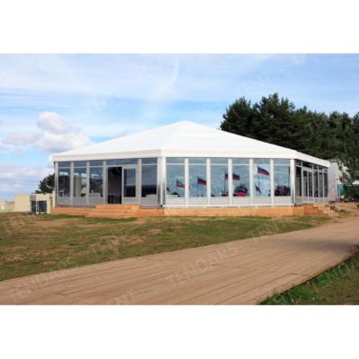 China Outdoor event/sport/circus etc.. Soft ground fixing temporary outdoor glass round marquee tent hall in muti sided hexagon octagon structure for sale