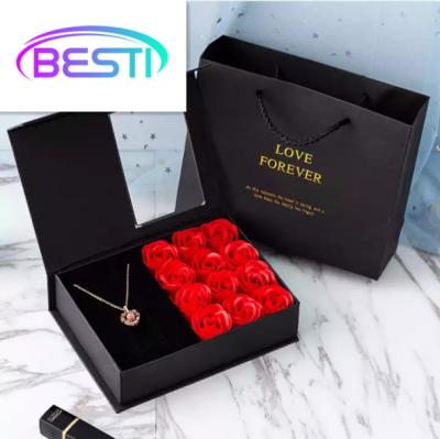 China 2022 2023 Aseptic Creative Rose Flower Gift Box Rose Flower Gift Ornaments Box Necklace Soap Valentine's Day For Women for sale