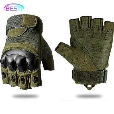 China Protection 2022 Ready To Ship Fingerless Hard Knuckle Half Finger Man Tactical Leather Gloves Climbing Outdoor Winter Tactical Gloves for sale