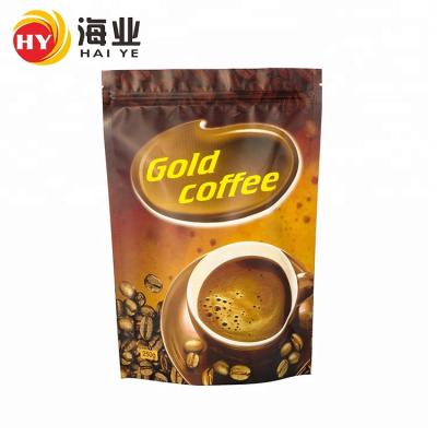 China Custom Printed Food Coffee Bag Packaging 250g Zipper Coffee Bag Aluminum Foil Backing Up Coffee Bag With Zipper for sale