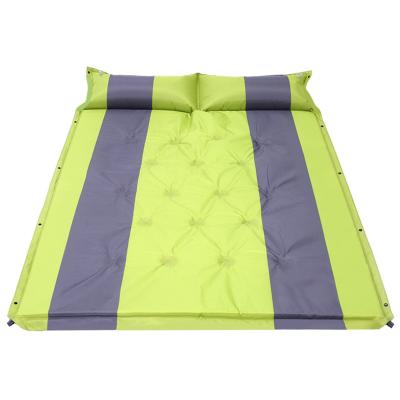 China Portable Waterproof Polyester Belt PU Foam Self Inflating Double Sleep Mat Camping Mat for sale