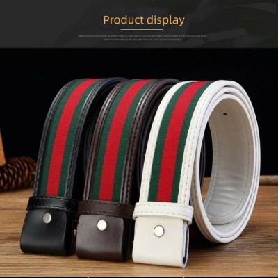 China Genuine cowhide leather 100 source factory head classic mens business classic headless belt 3.8 buckle smooth red and green belt for sale