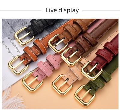 China New Korean version of the 2023 daily use Japanese belt simple net red word buckle of the retro women's slim waistband for sale