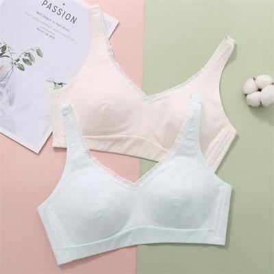 China Teenage Girls One Piece Bra Set Girls Sports Bra Solid Color Cotton For 13-15 Years Without Steel Ring Development Period for sale