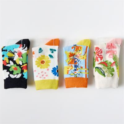 China 2021 New Autumn Winter Flower Sporty Colorful Tube Socks Cotton Socks For Girls Teenager for sale