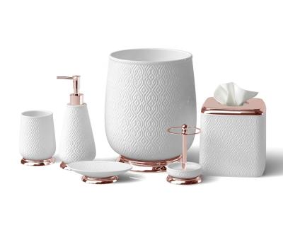 China Sustainable Rose Gold Color HI-Q Polyresin (High Quality) Pink Bathroom Sets for sale