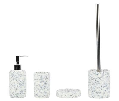 China Sustainable Popular Home Decor Four-Piece Terrazzo Polyresin Bath Accessories Bathroom Set for sale