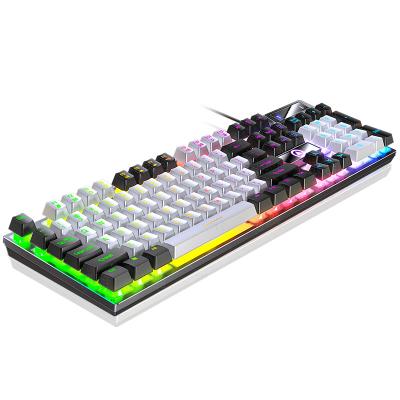 China Gaming USB Games Wired Gaming Keyboard Feel Mechanical Rainbow White Backlit Keyboard For PC Gamer Desktop Ergonomic Keyboard for sale