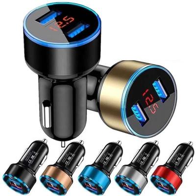 China China-chic New Car Charger For Cigarette Lighter Smart Phone USB Adapter Mobile Phone Charger USB Digital Display Voltmeter Dual Fast Charging for sale