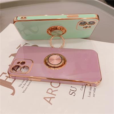 China Waterproof Plating Ring Holder Phone Case For iPhone 12 11 Pro 12Mini Max XS XR Max X 7 8 Plus Se 2 Stand 12Pro 13 11 Shockproof Cover for sale