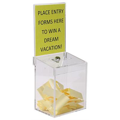 China OZ02 Plastic Clear Acrylic Food Charity Church Donation Boxes Offering Charity for sale