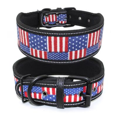 China Dog Products Supplies Unique Padded Extra Large Customized Embroidered Dog Collar For Medium Large Hunting Dogs for sale