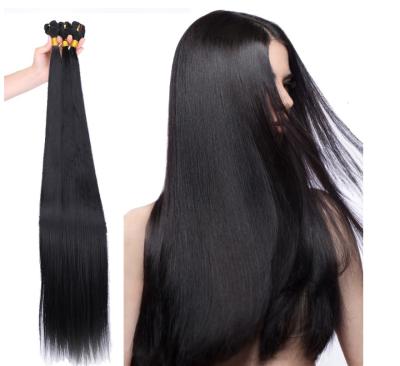 China Long Synthetic Remy Lace Hair Bundles Synthetic Silky Straight Natural Human Hair Extensions Wave Weft Weave for sale