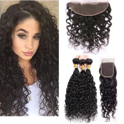 China Free sample best selling water wave brazilian straight hair lace headband with bundles waterwave on sale for sale