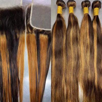 China Sale p4/27 Piano Silky Straight Top Color Straight Wave Extension Hair Bundles Brazilian Virgin Hair Vendors 9A 10A for sale