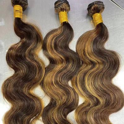 China 100% Malaysian Piano Wave Hair Bundles Color P4/27# Body Wave Virgin Hair 10a Silky Straight Grade for sale