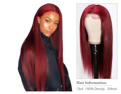 China Silky Straight Wave HD 99J Lace Front Wig With Baby Hair Indian Hair Wigs Human Hair Lace Front Red Wig T for sale