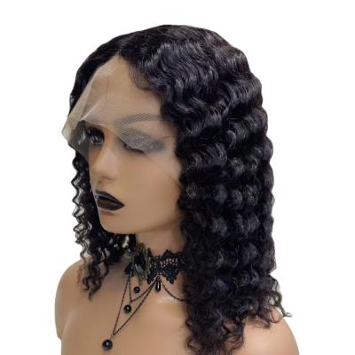 China Deep wave lace frontal wig T type 14 inch deep wave bob wig pixie cut bob frontal wig for sale for sale