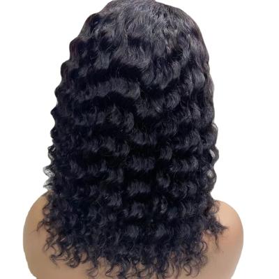 China Factory price deep wave lace frontal wig T type 14 inch deep wave bob wig pixie cut frontal wig for sale for sale