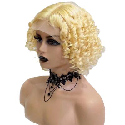 China Spring Curl Fashion Curly Lace Front Human Hair Wigs For Black Women for sale