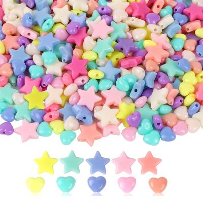 China Jewelry Making 100pcs Mix Candy Color Acrylic Colorful Assorted Star Heart Beads Plastic Pastel Beads Spacer Beads for sale