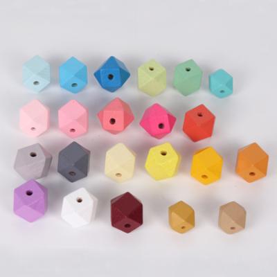 China Eco-friendly 16mm 20mm 30mm Natural Wood Beads Wooden Beads Loose Polygon Shapes DIY Spacer Wooden Beads for sale