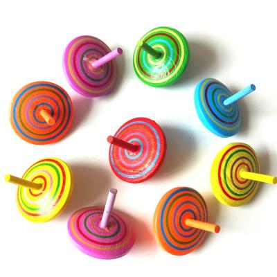 China Wooden Educational Toys Multicolor Painted Wooden Gyroscopes Toys Wooden Spinning Tops For Kids for sale