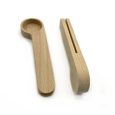 China 2022 Coffee Wooden Scoop Tablespoon Beech Wood Doser Solid Stocked Clip And Bag Clip for sale