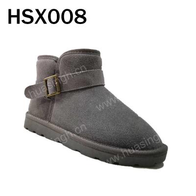 China Real Warm Wool Striping ZK, Round Toe Gray Color Winter Casual Boots Plus Cashmere Anti-slip Warm Snow Boots For Lady HSX008 for sale