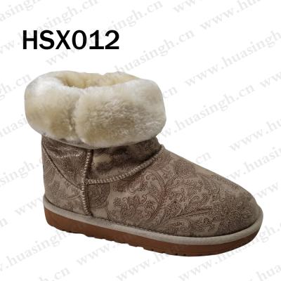 China Real Warm Wool Striping ZK, Fashion Round Toe Lady Winter Boots Super Warm Plus Cashmere Snow Boots For Chile Market HSX012 for sale