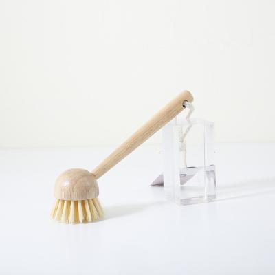 China Length Viable Wooden Handle Kitchen Wire Brass Dish Cleaning Brush Hand Tool for sale