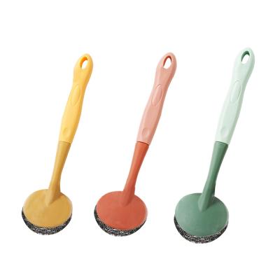 China Sustainable Durable Kitchen Cleaning Stainless Steel Scrubber Wool With Detachable Handle for sale