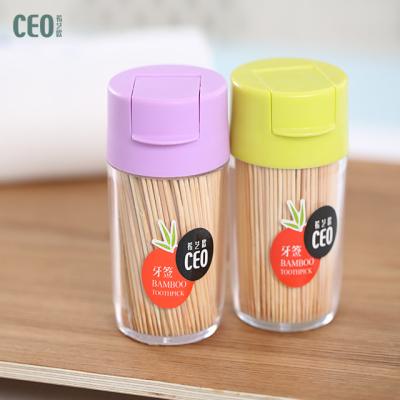 China Disposable Eco-friendly Disposable Bamboo Toothpicks With Plastic Box for sale