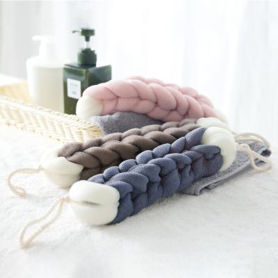 China Beautiful Long Handle Color Bath Belt Sponge Rub Bath Shower Strip Sponge for sale