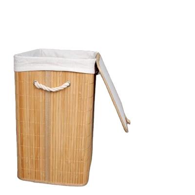 China Large Sustainable Foldable Bamboo Laundry Basket Clothes Toy Storage Box Laundry Basket for sale