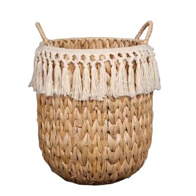 China Viable Handmade Plant Plankton Woven Storage Box Basket With Sundries Bath Towel Cosmetic Holder With Rope Paper Material for sale