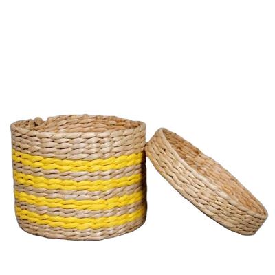 China Wholesale Viable Natural Material Rectangular Water Hyacinth Sea Grass Basket for sale