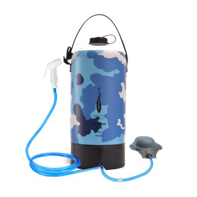 China PVC 10L Hot Capacity Portable Outdoor Camping Shower Bag Foot Pump Pressure Bathing Water Storage Solar Power Bags for sale