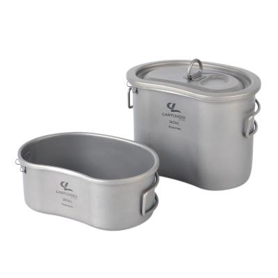 China Good Quality Metal 700ml Ultra-light Titanium Metal Mess Kit 300ml Portable Camping Outdoor Hiking Pot Cup Cookware for sale