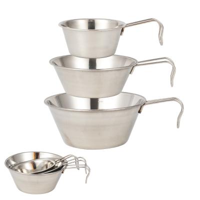 China Outdoor Camping 3-Piece Metal Stainless Steel Set Folding Bowl Stainless Steel Cookware Set Rice Bowl High Quality for sale