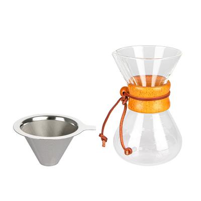 China Camping/400ml Hot Selling Outdoor Portable Camping Rise/Picnic Drip Pour Coffee Maker Glass Coffee Pot with Stainless Steel Coffee Filter for sale