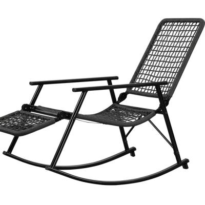 China Modern Outdoor Patio Garden Patio Furniture Chaise Lounge Chair Adjustable Recliner Folding Rattan Wicker Chair And Footstool for sale