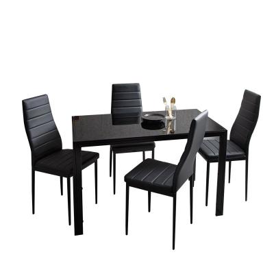 China Nordic Black Extendable For Legs Dining Table Sets Dining Chairs Modern With Metal Leg For Dining Room Restaurant for sale