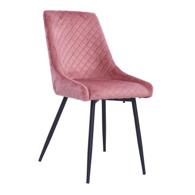 China Contemporary Wholesale Yellow Blue Pink Velvet Upholstered Side Chairs With Soft Velvet Seat Back Dining Chairs for sale