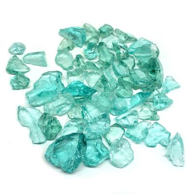 China China Glass Sea Forest Light Blue Glass Rock Decorating For Garden Crushed Glass for sale