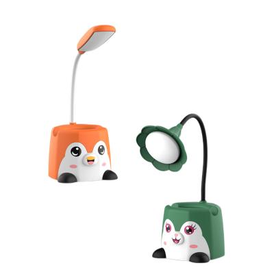 China USB Switch Night Light Hot Sellers Cartoon Rabbit Pen Stand Lovely Led Table Lamp Mobile Phone Holder USB Rechargeable Battery Night Light for sale