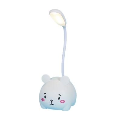 China USB Switch Night Light Cartoon Bear Mobile Phone Holder Led Table Lamp Pen Holder USB Rechargeable Battery Children's Night Study Light for sale